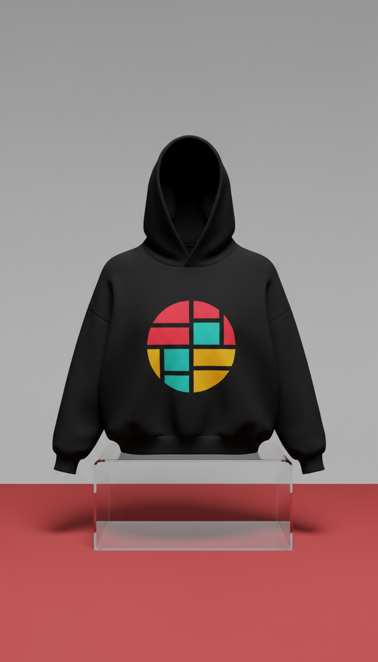 Midnight Black oversized logo hoodie